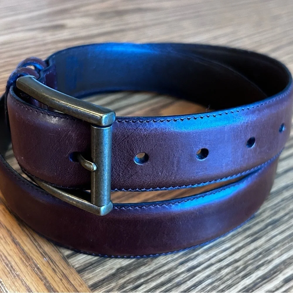 Men's Rich Brown Leather Belt with Buckle Size 36